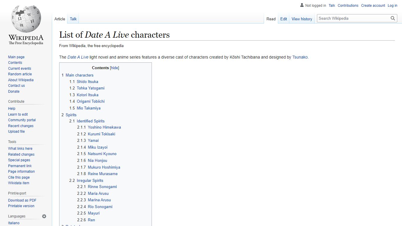 List of Date A Live characters - Wikipedia